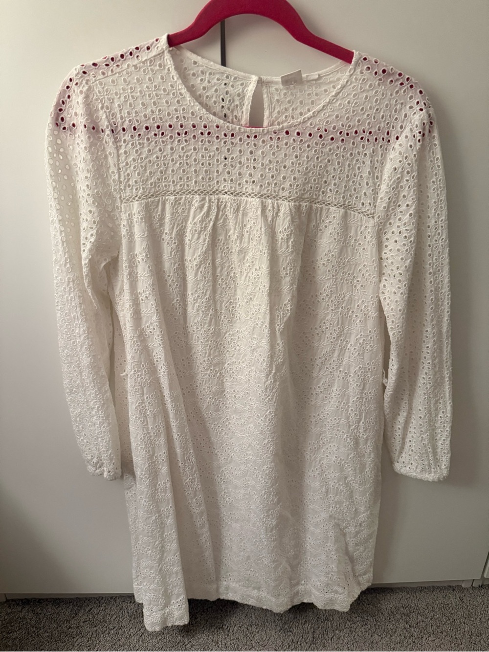 GAP White Eyelet Long-Sleeve Dress